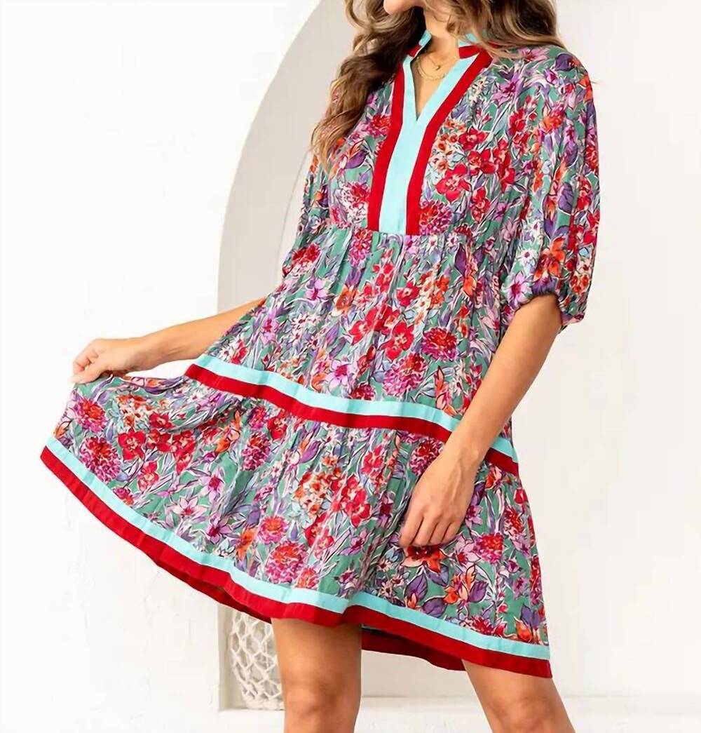 NEW SEW IN LOVE tiered mini dress with puff sleeves in floral